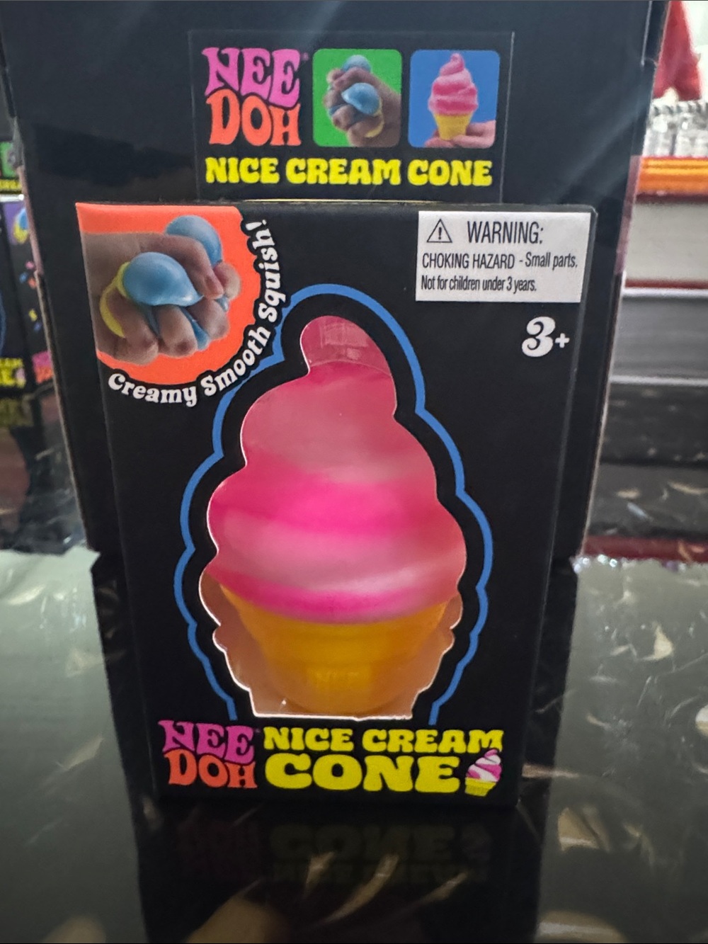 Needoh!  Cream Cone Soft Squishy Toy - Pink & Yellow